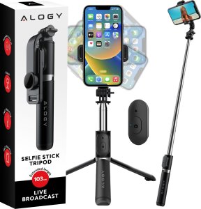 Selfie stick Alogy Kijek Selfie Stick Alogy uchwyt do telefonu zdjęć statyw Tripod 103 cm + Pilot Bluetooth Czarny 1