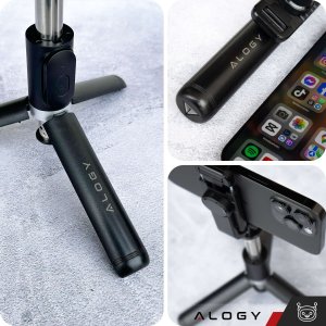 Selfie stick Alogy Kijek Selfie Stick Alogy uchwyt do telefonu zdjęć statyw Tripod 103 cm + Pilot Bluetooth Czarny 11