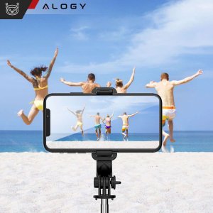 Selfie stick Alogy Kijek Selfie Stick Alogy uchwyt do telefonu zdjęć statyw Tripod 103 cm + Pilot Bluetooth Czarny 18