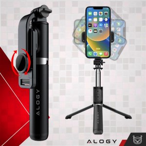 Selfie stick Alogy Kijek Selfie Stick Alogy uchwyt do telefonu zdjęć statyw Tripod 103 cm + Pilot Bluetooth Czarny 4