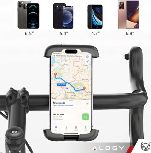 Alogy Uchwyt rowerowy do telefonu 4.7-6.8" na telefon kierownicę roweru na rower motocykl regulowany Alogy Sport czarny 6