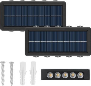 Kinkiet Alogy 2x Lampa solarna ścienna słoneczna Alogy Solar Lamp zewnętrzna IP65 2V elewacyjna z czujnikiem zmierzchu 10 LED 1