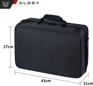 Alogy Etui kuferek walizka torba do konsoli Playstation 5 PS5 na pady i akcesoria futerał z rączką paskiem Alogy Czarny 6