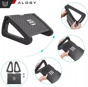 Alogy Podnóżek biurowy podstawa pod stopy nogi do pracy biura masaż stóp regulowany regulacja wysokości Alogy czarny 13