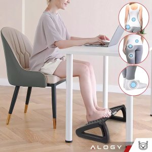 Alogy Podnóżek biurowy podstawa pod stopy nogi do pracy biura masaż stóp regulowany regulacja wysokości Alogy czarny 3