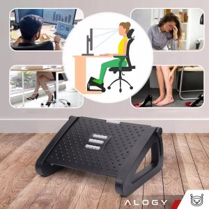 Alogy Podnóżek biurowy podstawa pod stopy nogi do pracy biura masaż stóp regulowany regulacja wysokości Alogy czarny 5