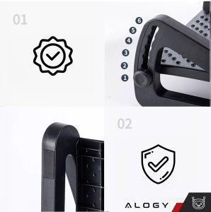 Alogy Podnóżek biurowy podstawa pod stopy nogi do pracy biura masaż stóp regulowany regulacja wysokości Alogy czarny 7