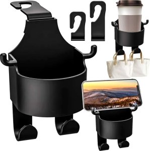 Alogy Wieszak uchwyt haczyk samochodowy 5w1 na fotel zagłówek organizer do auta samochodu na kubek napój Car Czarny 14