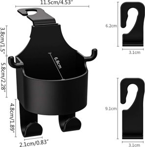 Alogy Wieszak uchwyt haczyk samochodowy 5w1 na fotel zagłówek organizer do auta samochodu na kubek napój Car Czarny 8