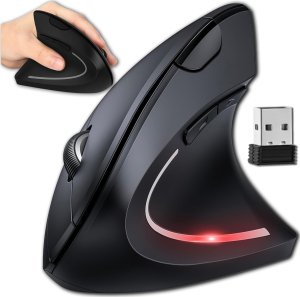 Mysz Alogy Myszka bezprzewodowa wertykalna mysz gamingowa pionowa ergonomiczna do laptopa PC praworęczna cicha Czarna 1