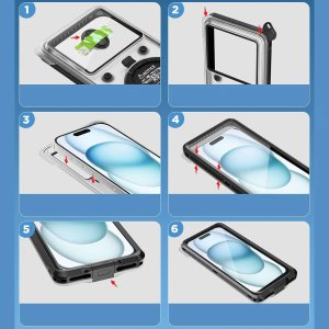 Alogy Etui wodoodporne wodoszczelne IPX68 uniwersalne na telefon do 6.9 cala Case futerał do wody + Smyczka Alogy Czarne 5