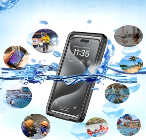 Alogy Etui wodoodporne wodoszczelne IPX68 uniwersalne na telefon do 6.9 cala Case futerał do wody + Smyczka Alogy Czarne 10