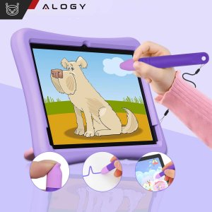 Rysik Alogy Rysik pojemnościowy długopis dotykowy do ekranów do telefonu tabletu Alogy Stylus Pen dla dzieci 10 cm Fioletowy 2