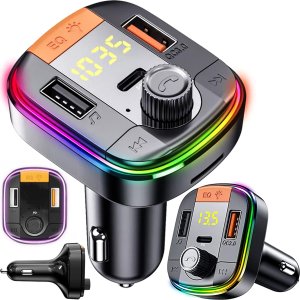 Transmiter FM Yesido Transmiter samochodowy Bluetooth 5.0 FM Szybka Ładowarka 43W 2x USB QC 3.0 + USB-C PD Micro SD Yesido do samochodu czarny 15