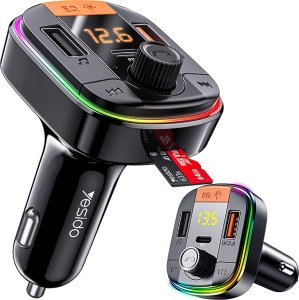 Transmiter FM Yesido Transmiter samochodowy Bluetooth 5.0 FM Szybka Ładowarka 43W 2x USB QC 3.0 + USB-C PD Micro SD Yesido do samochodu czarny 17