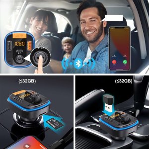 Transmiter FM Yesido Transmiter samochodowy Bluetooth 5.0 FM Szybka Ładowarka 43W 2x USB QC 3.0 + USB-C PD Micro SD Yesido do samochodu czarny 5