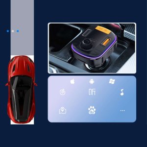 Transmiter FM Yesido Transmiter samochodowy Bluetooth 5.0 FM Szybka Ładowarka 43W 2x USB QC 3.0 + USB-C PD Micro SD Yesido do samochodu czarny 9