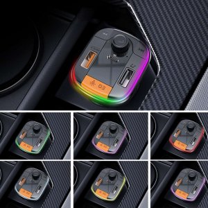 Transmiter FM Yesido Transmiter samochodowy Bluetooth 5.0 FM Szybka Ładowarka 43W 2x USB QC 3.0 + USB-C PD Micro SD Yesido do samochodu czarny 10