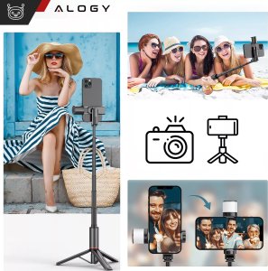 Selfie stick Alogy Selfie stick kijek Bluetooth Alogy Statyw Tripod uchwyt do telefonu zdjęć z pilotem 75.8cm czarny 7