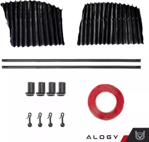 Alogy Osłona Magnetyczna kurtyna roleta na szyby tylne boczne do auta samochodu przeciwsłoneczna ochrona UV Czarna [2szt] 14