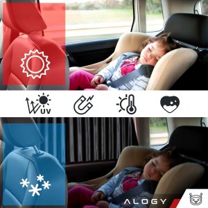 Alogy Osłona Magnetyczna kurtyna roleta na szyby tylne boczne do auta samochodu przeciwsłoneczna ochrona UV Czarna [2szt] 2