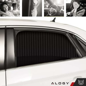 Alogy Osłona Magnetyczna kurtyna roleta na szyby tylne boczne do auta samochodu przeciwsłoneczna ochrona UV Czarna [2szt] 3