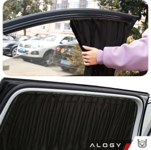 Alogy Osłona Magnetyczna kurtyna roleta na szyby tylne boczne do auta samochodu przeciwsłoneczna ochrona UV Czarna [2szt] 8