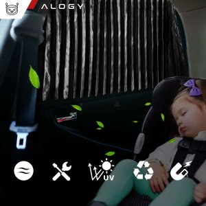 Alogy Osłona Magnetyczna kurtyna roleta na szyby tylne boczne do auta samochodu przeciwsłoneczna ochrona UV Czarna [2szt] 10