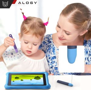 Rysik Alogy 2x Rysik pojemnościowy dotykowy do ekranów telefonu tabletu Alogy Stylus Pen dla dzieci 10 cm Fioletowy i Niebieski 7