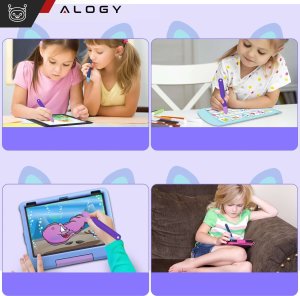 Rysik Alogy 2x Rysik pojemnościowy dotykowy do ekranów telefonu tabletu Alogy Stylus Pen dla dzieci 10 cm Fioletowy i Niebieski 9