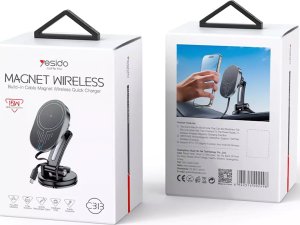 Yesido Uchwyt samochodowy magnetyczny z ładowarka indukcyjna Qi 15W Yesido C313 na kokpit samochodu auta do telefonu Czarny 11