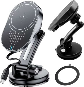 Yesido Uchwyt samochodowy magnetyczny z ładowarka indukcyjna Qi 15W Yesido C313 na kokpit samochodu auta do telefonu Czarny 10