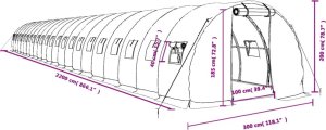 vidaXL Szklarnia ze stalową ramą, zielona, 66 m, 22x3x2 m 12