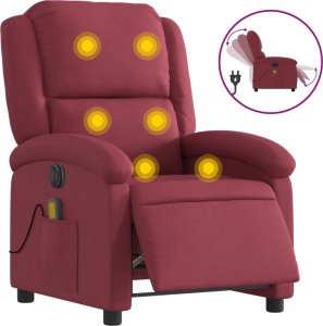 vidaXL Rozkładany fotel masujący, elektryczny, winna czerwień, tkanina 2