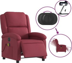 vidaXL Rozkładany fotel masujący, elektryczny, winna czerwień, tkanina 6