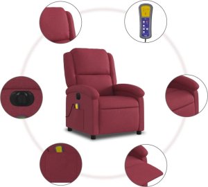 vidaXL Rozkładany fotel masujący, elektryczny, winna czerwień, tkanina 8