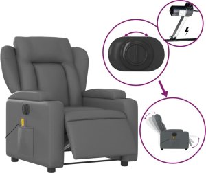 Triton Rozkładany fotel masujący, elektryczny, szary, sztuczna skóra 5