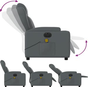 Triton Rozkładany fotel masujący, elektryczny, szary, sztuczna skóra 6