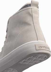 Ombre Wysokie buty męskie trampki z dekoracyjną lamówką  popielate V3 OM-FOTH-0158 40 2