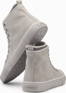 Ombre Wysokie buty męskie trampki z dekoracyjną lamówką  popielate V3 OM-FOTH-0158 40 5