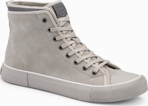 Ombre Wysokie buty męskie trampki z dekoracyjną lamówką  popielate V3 OM-FOTH-0158 45 4