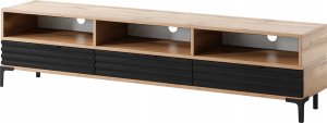 Selsey Szafka RTV Rikke 3d 160 cm Dąb naturalny / Czarny mat LED 1