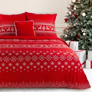 Eurofirany Posciel świąteczna z mikrowłókna NOEL 220X200 70X80X2 czerwona 2