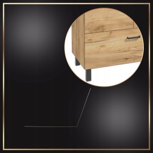 Stamar Szafka Łazienkowa Stojąca 80 cm Dąb Złoty Cichy Domyk + Blat Beton Czarny 8