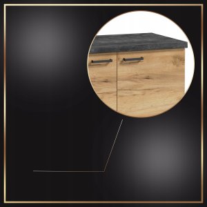 Stamar Szafka Łazienkowa Stojąca 80 cm Dąb Złoty Cichy Domyk + Blat Beton Czarny 9