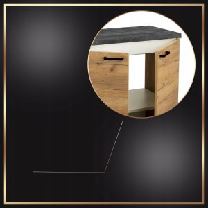 Stamar Szafka Łazienkowa Stojąca 80 cm Dąb Złoty Cichy Domyk + Blat Beton Czarny 10