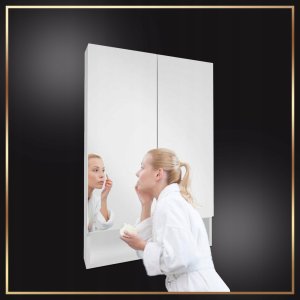 Stamar Biała Szafka Łazienkowa Wisząca Lustro 2 Półki Regulowane 61 x 12 x 91 Lupo 2