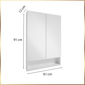 Stamar Biała Szafka Łazienkowa Wisząca Lustro 2 Półki Regulowane 61 x 12 x 91 Lupo 9