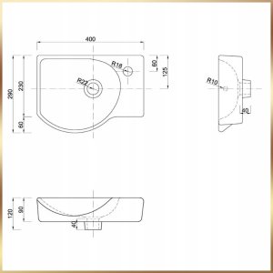 Stamar Biała Szafka Stojąca z Umywalką 40 x 30 do Małej Łazienki + Bateria + Syfon 14