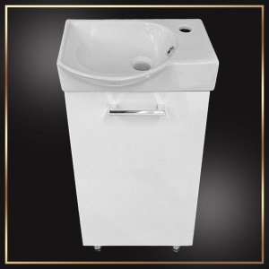 Stamar Biała Szafka Stojąca z Umywalką 40 x 30 do Małej Łazienki + Bateria + Syfon 2